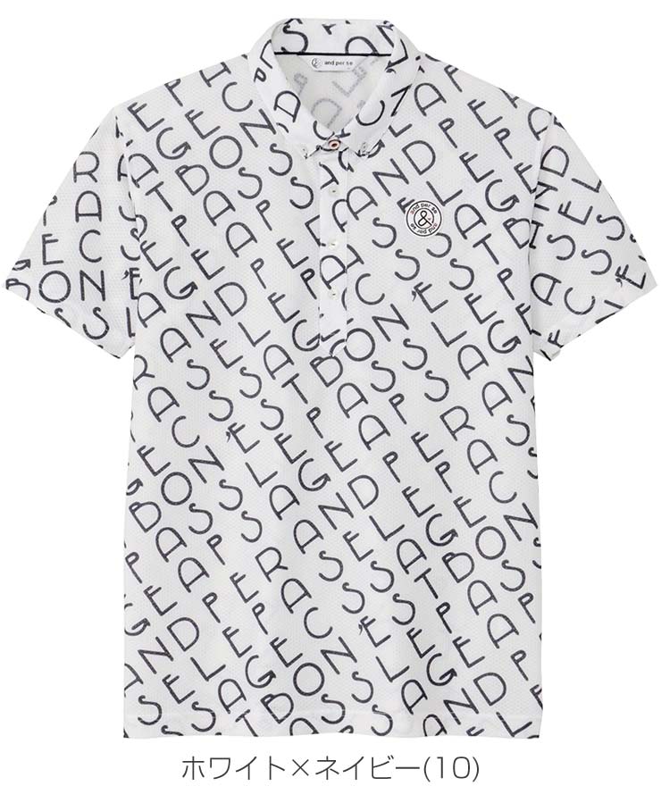 アンパスィ and per se SWING DRY エアフロー ロゴ柄 半袖 ポロシャツ ゴルフウェア メンズ M-3L AMS9644X2 [即納]