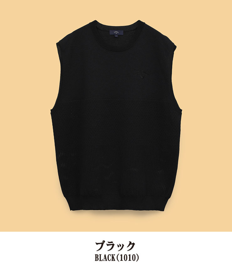 キャロウェイ アイレット オーバーサイズ クルーネック ニットベスト ゴルフウェア メンズ 2025年春夏モデル M-3L C25119101 [即納]