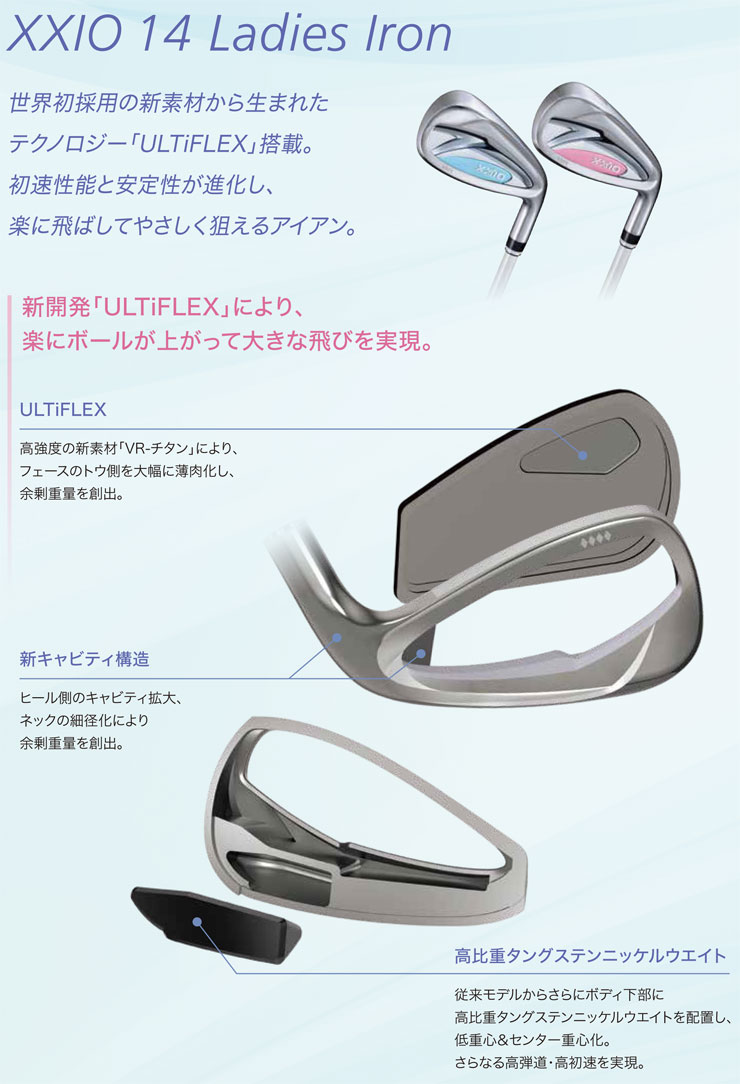 [SALE価格] 特注カスタムクラブ ゼクシオ 14 レディース アイアン MP1400L シャフ...