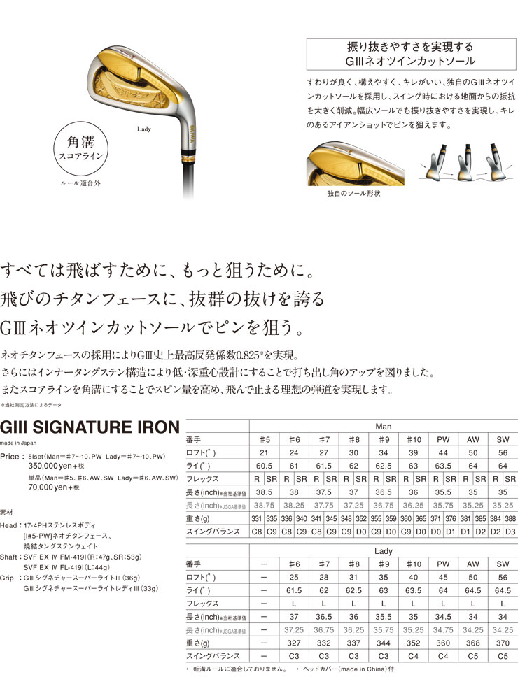 グローブライド　2019　ダイワ　G　III　SIGNATURE　レディ[女性用]　アイアン　5本セット[＃7-10、Pw]