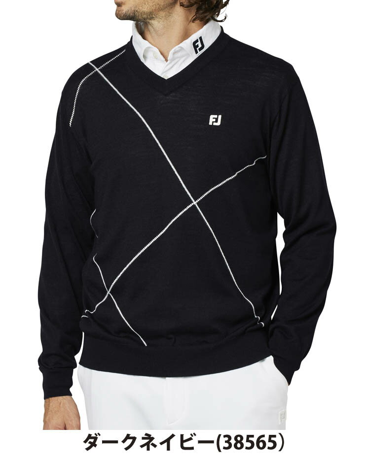 フットジョイ FOOTJOY クロップドアーガイル Vネック セーター ゴルフウェア メンズ 2025年秋冬モデル M-XL FJ-F25-M08 [即納]