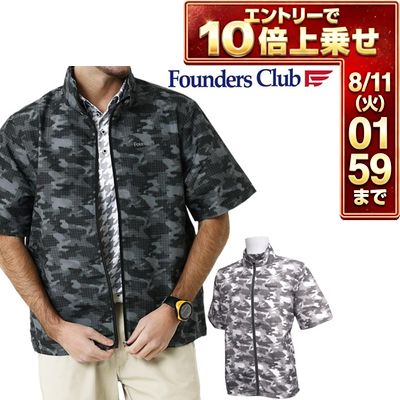 ＼エントリーでP10倍！7/19 20:00‐7/26 1:59／ ファウンダースクラブ メンズ ゴルフウエア ドットカモフラージュ フルジップ 半袖 ブルゾン FC-0301A M-O