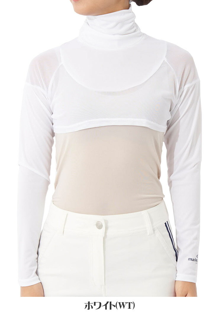マリクレール marie claire ゴルフ レディースウェア ショート丈タイプ メッシュ切り替え ハイネック 長袖 インナーシャツ 714-984 S-LL [即納]