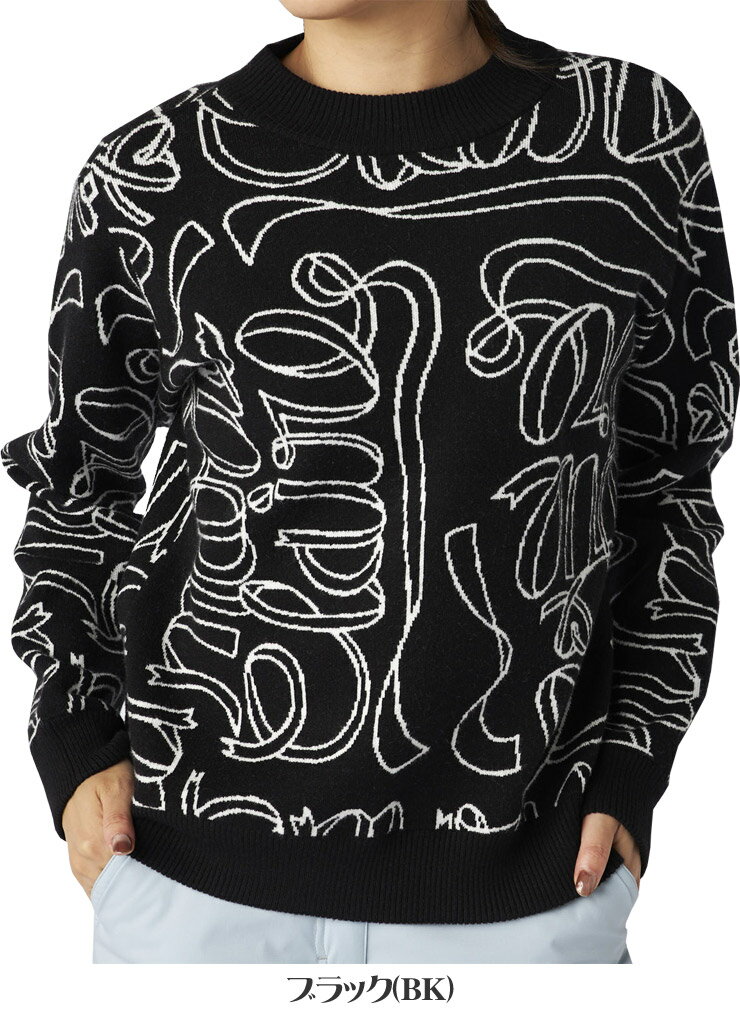 マリクレール marie claire リボンロゴ クルーネック セーター ゴルフウェア レディース 2025年秋冬モデル M-3L 735-750 [即納]