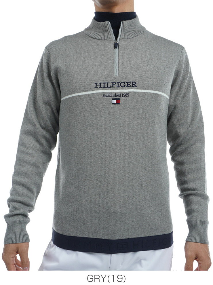 [SALE価格] トミーヒルフィガー フロントロゴ ハーフジップ モックネック セーター ゴルフウェア メンズ M-3L THMA472