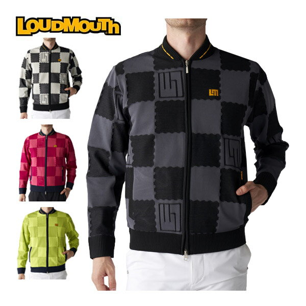 ラウドマウス LOUDMOUTH ゴルフ 蓄熱裏地 ブロック柄 フルジップ ニット ブルゾン ウェア メンズ 2025年秋冬モデル M-4L 775-701
