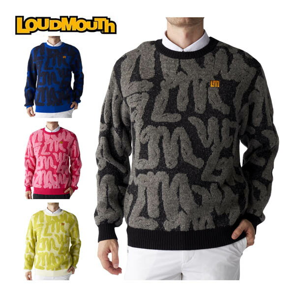 ラウドマウス ゴルフ LOUDMOUTH ツイード調 ブークレーロゴ クルーネック セーター ウェア メンズ 2025年秋冬モデル M-4L 775-702 [即納]