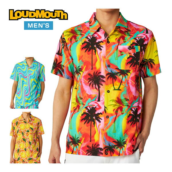 樂天商城 - ラウドマウス ゴルフ LOUDMOUTH GOLF ニットサッカー 総柄 オープンカラー 半袖シャツ ウェア メンズ 2026年春夏モデル M-4L 866-607