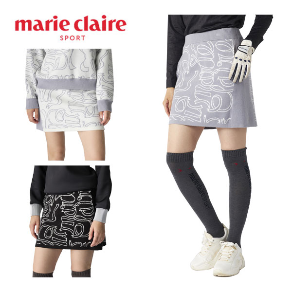 マリクレール marie claire リボンロゴ ニットスカート ゴルフウェア レディース 2025年秋冬モデル S-L..