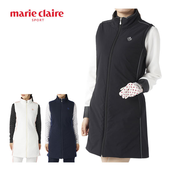 [SALE価格] マリクレール marie claire ハイブリッド フルジップ ワンピース 中綿ベスト ゴルフウェア ..