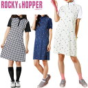 [SALE価格]　ロッキー＆ホッパー　レディース　ゴルフウエア　プリント柄　ハーフジップ　ハイネック　半袖ワンピース　RH-1760SL　M/L