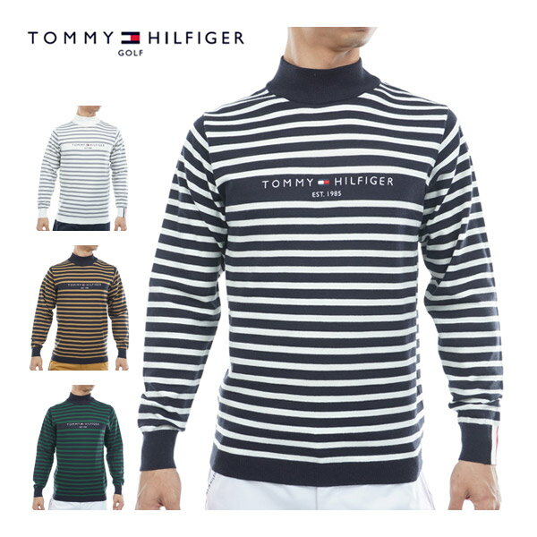 トミーヒルフィガー Tommy Hilfiger ボーダー ハイネック ニットセーター ゴルフウェア メンズ 2025年..