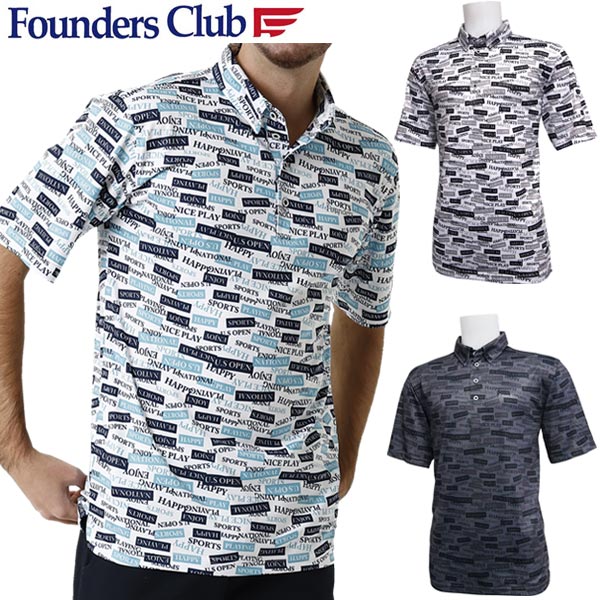 TAKEO KIKUCHI SPORT - ファウンダースクラブ メンズ ゴルフウエア タイポグラフィティ柄 半袖ポロシャツ FC-4352S M-O