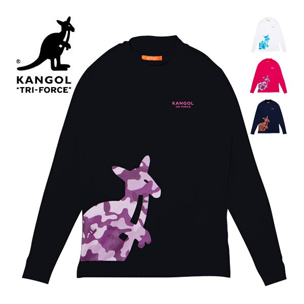 カンゴール　トライフォース　レディース　ゴルフウェア　カモ柄ビッグロゴ　モックネック　長袖シャツ　KFBA-52　Ladies　S-L【あす楽対応】