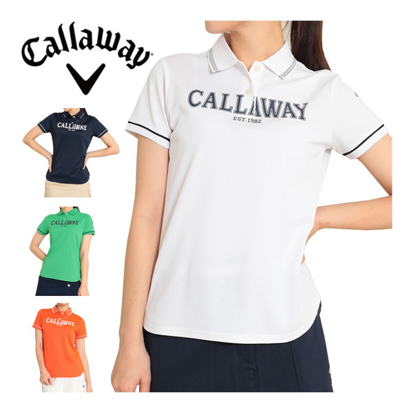 キャロウェイ　レディース　ゴルフウェア　CALLAWAY　ロゴプリント　プリントカノコ　半袖　ポロシャツ　C23134200　2023年春夏モデル　S-LL　【あす楽対応】