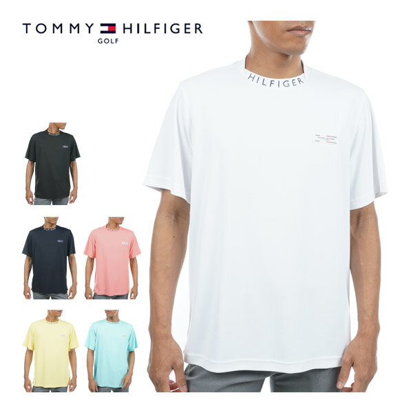 トミー ヒルフィガー ポロシャツ メンズ トミーヒルフィガー　ゴルフ　ウェア　メンズ　バックロゴ　変形　モックネック　半袖シャツ　THMA331　2023年春夏モデル　M-XL　【あす楽対応】