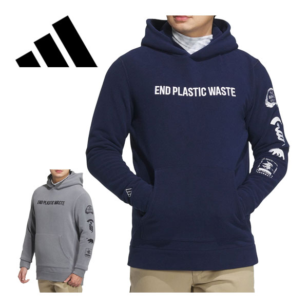 アディダス　ゴルフウェア　メンズ　EPW　グラフィック　フリース　プルオーバー　長袖フーディー　パーカー　MKS30　2023年秋冬モデル　M-XL 【即納】