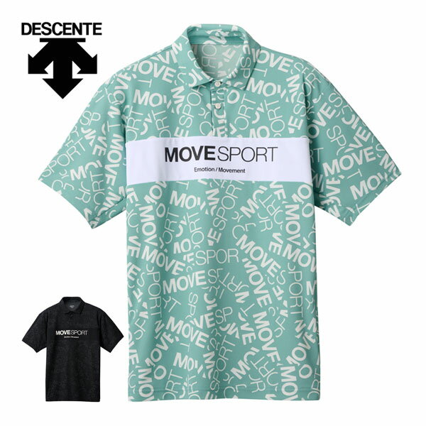 デサント アスレチック メンズ トレーニング ウェア MOVESPORT サンスクリーン ミニ鹿の子 総柄グラフィック 半袖 ポロシャツ DMMXJA72 M-O 【即納】