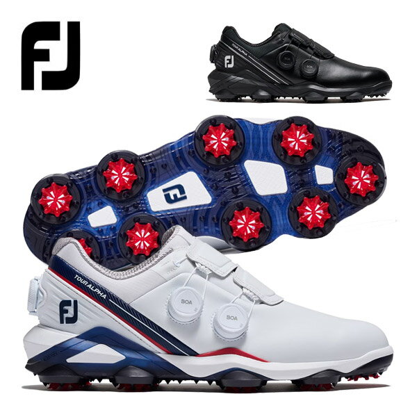 FOOTJOY GOLF FJ ゴルフ おすすめ オススメ 男性 メンズシューズ フットウェア シューズ 靴 クツ くつ ツアースパイクシューズ スパイク ソフトスパイク 安定性 フィット性 スウィング スイング 防水 白 ホワイト ネイビー レッド 黒 ブラック 55547 55548 FJ24SSACSフットジョイ メンズ ゴルフシューズ ツアーアルファ トリプル BOA 最もパワーと安定性にこだわった本格的ツアースパイクシューズ 圧倒的な“安定性”と“フィット性”。 スウィング動作の一瞬一瞬にフォーカスをし、その動作中シューズがどう作用するべきかを分析し、 各パーツをくみ上げ、パワーを最大限ボールに伝える“完全形態”を完成させた。 細部にまで緻密に考えられた構造により、“ズレ”や“ブレ”を抑制し、パワーを無駄なく発揮できるシューズ構造。 「これはゴルフシューズの進化ではない。ゴルフの進化だ。」 正確で、さらなる飛びを極める”ゴルファーに向けた、ツアーパフォーマンスゴルフシューズです。 ウィズ W 素　材 防水人工皮革 スパイク パルサーLP(FTS3.0)