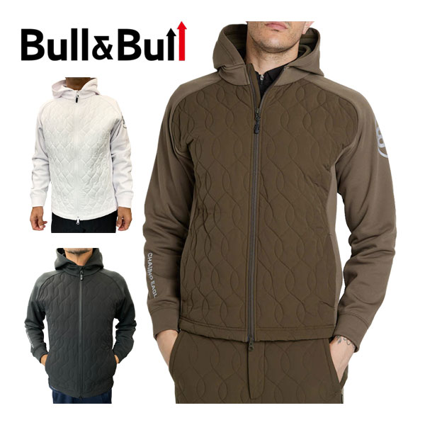 Bull＆Bull　ゴルフウェア　メンズ　キルト　フリース　ハイブリッド　フルジップ　フーディー　ブルゾン　M080-42020　2023年秋冬モデル　M-XL