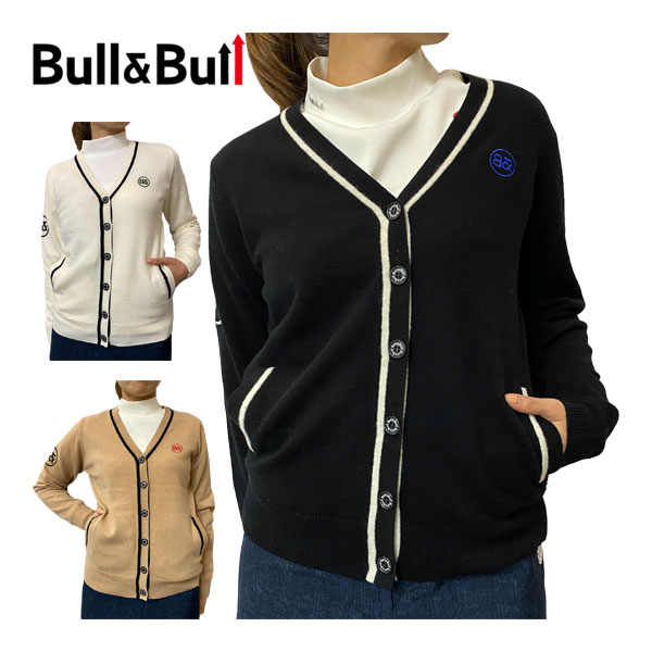 Bull＆Bull　ゴルフウェア　レディース　カシミア混　レタード　カーディガン　W080-12002　2023年秋冬モデル　S-L