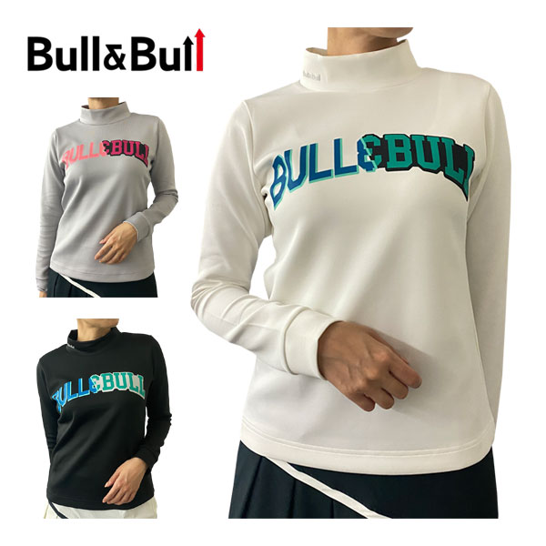 Bull＆Bull　ゴルフウェア　レディース　チェストロゴ　モックネック　長袖シャツ　W080-12541　2023年秋冬モデル　XS-L