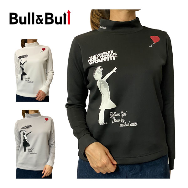 Bull＆Bull　Brandalised　コラボ　ゴルフウェア　レディース　Balloon　Girls　モックネック　長袖シャツ　W080-12544　2023年秋冬モデル　XS-L