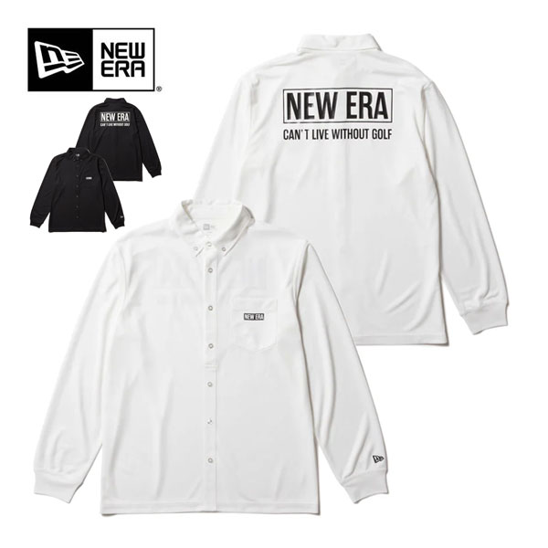 ニューエラ　ゴルフ　鹿の子　ボックスロゴ　ボタンダウン　長袖　ポロシャツ　ウェア　メンズ　2024年秋冬モデル　M-XXL