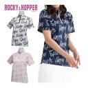 ロッキー&ホッパー フォントプリント ハーフジップ ハイネック 半袖シャツ ゴルフウェア レディース M-L RH-1785SL