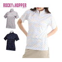 ロッキー&ホッパー バイヤス プリント ハーフジップ ハイネック 半袖シャツ ゴルフウェア レディース M-L RH-1786SL