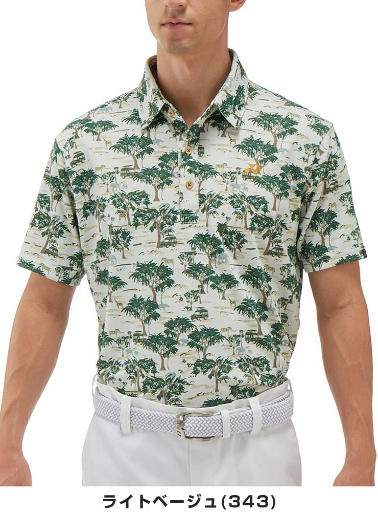 ヨネックス ウェア メンズ ゴルフ ベリークール サファリ総柄 半袖ポロシャツ GWS1174 M-3L [即納]