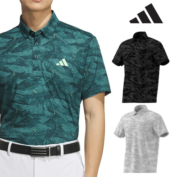 (即納)アディダス ゴルフ グラフィック 半袖ボタンダウンシャツ JVV07 メンズ ウェア 2025年秋冬