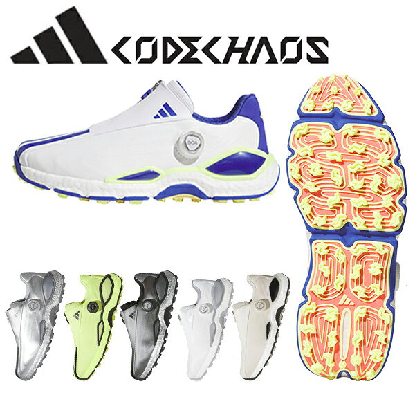 【検索用ワード】 adidas golf アディダス ゴルフ CODECHAOS 27 BOA SPIKELESS GOLF コードカオス25 shoes shoe シューズ 靴 BOA ボア 2026 メンズ men 男性用 @men@商品名 アディダス ゴルフ コードカオス 27 ボア スパイクレス ゴルフシューズ ONN44 BOAタイプ カラー (KI5739)フットウェアホワイト/デュアルインディゴ/フローズンレモン (WH/Dインディゴ/Fレモン) (KI1387)フットウェアホワイト/シルバーメタリック/ヘイローシルバー (WH/シルバーMT/Hシルバー) (KI5741) アイアンメタリック/コアブラック/シルバーメタリック (アイアンMT/CBK/SVMT) (KK0660) フローズンレモン/コアブラック/フローズンレモン (Fレモン/CBK/Fレモン) (KI5740) アルミナ/オフホワイト/コアブラック (アルミナ/オフWH/CBK) (KI5742) シルバーメタリック/アイアンメタリック/シルバーメタリック (アルミナ/オフWH/CBK) 素材 アッパー 合成皮革/合成繊維 ミッドソール 合成樹脂(BOOST) アウトソール 合成底 サイズ 22～30.0cm,30.5,31.5 ワイズ ツアーパフォーマンスラスト(EE相当) 商品説明 前作比約20％のグリップ 機能向上を実現し、柔軟性と接地性を強化。 BOAモデルにはフルレングスのTWISTGRIPを採用し、比類なきトラクション性能でゴルファーを力強くサポートする。 コードカオス27は、快適性、グリップ力、安定性のすべてを極限まで高めた、ゴルフシューズの未来を象徴する一足。 【検索用ワード】 adidas golf アディダス ゴルフシューズ CODECHAOS 27 BOA SPIKELESS GOLF コードカオス25 shoes shoe シューズ 靴 BOA ボア 2026 メンズ men 男性用 @men@