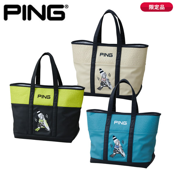 【検索用ワード】 ping golf ピン ゴルフ bag バッグ tote bag トートバッグ 手提げ ゴルフトート ゴルフバッグ 2026 春夏 SS メンズ men 男性用 レディース レディス ウィメンズ ladies women 女性用 ユニセックス UNISEX @men@ @ls@商品名 (限定品)ピンゴルフ(PING) ミスターピン(MR.PING) サーフトート GB-N2601 カラー ブラック(39040-01) ブルーグレー(39040-02) ベージュ(39040-03) 素材 合成皮革(PU) サイズ W-56、H-37、D-20(cm) 重量 約700g 原産国 China 商品説明 ・Mr.PINGが波乗りデビュー！遊び心あふれるサーフシリーズ ・サーフモチーフの刺繍が入った特別感満載の限定デザイン ・開口部ホック仕様。アウターに差し込みポケット1か所、インナーにZIP付きポケット1か所、差し込みポケット2か所。 インパクトのある刺繡とエンボス加工を施した合成皮革が高級感を演出。大容量の肩掛け可能なトートバッグ。 ・高級感のあるPUを使用 【検索用ワード】 ping golf ピン ゴルフ bag バッグ tote bag トートバッグ 手提げ ゴルフトート ゴルフバッグ 2026 春夏 SS メンズ men 男性用 レディース レディス ウィメンズ ladies women 女性用 ユニセックス UNISEX @men@ @ls@