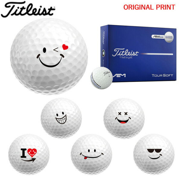 TITLEIST - 【オリジナルマークプリントボール(納期2-3日)】タイトリスト 2026 ツアーソフト(TOUR SOFT) AIM BLUE ゴルフボール 1ダース(12球入り) 2026年 スマイルプリントB マーク入り