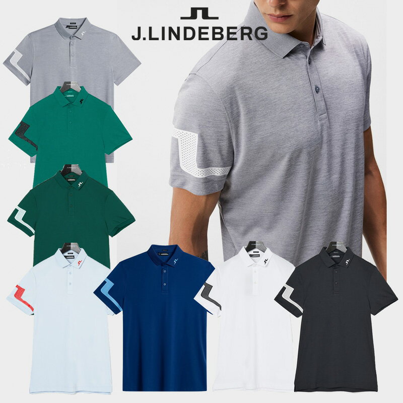 （セール）ジェイリンドバーグ ゴルフ 袖ロゴ ポロ（071-29844）2023秋冬 メンズ 半袖ポロシャツ