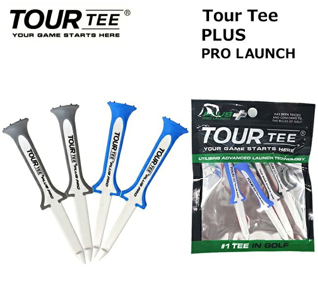 ツアーティー プラス プロ ローンチ（Tour Tee PLUS PRO LAUNCH）は、ティーセッティング時の設置高を45mmにできる段差ストッパーを備えたゴルフティーです。 ブルー、グレーの4本パックです。 【特徴】 段差ストッパーにより、ティーの設置高45mmを安定して再現できます。 摩擦軽減機構により低スピンを生み出し、ボールスピードを上げる設計です。 先端の尖ったアゴが地面を捉え、ティーの紛失防止に役立ちます。 ディボットツール、1本フォーク、アイアンの溝クリーナーとしても使用できます。 折れにくいハイグレードな素材を使用しています。 リサイクルポリカーボネイトを採用しています。 USGAルール適合品です。 【仕様】 ブランド：ツアーティー（Tour Tee） 商品名：ツアーティー プラス プロ ローンチ（Tour Tee PLUS PRO LAUNCH） 品番：T-500 カテゴリ：ゴルフティー カラー：ブルー / グレー 素材：ラバー、ポリカーボネイト サイズ：長さ80mm、カップ径15mm、段高45mm 内容量：4本 【用途】 ゴルフラウンド ティーショット ディボットツール 1本フォーク アイアンの溝クリーナー 【注意事項】 USGAルール適合品です。