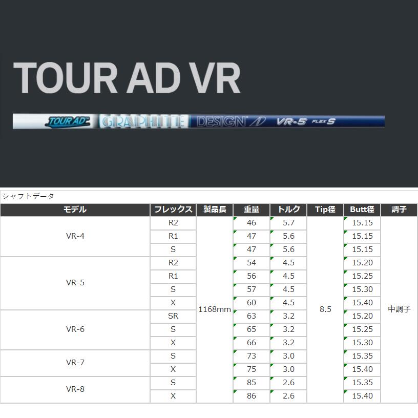 【カスタム】 MIZUNO スリーブ付シャフト TOUR AD VR ツアーAD グラファイトデザイン ドライバー用 【当店組立】【グリップ付】【工賃込み】 3