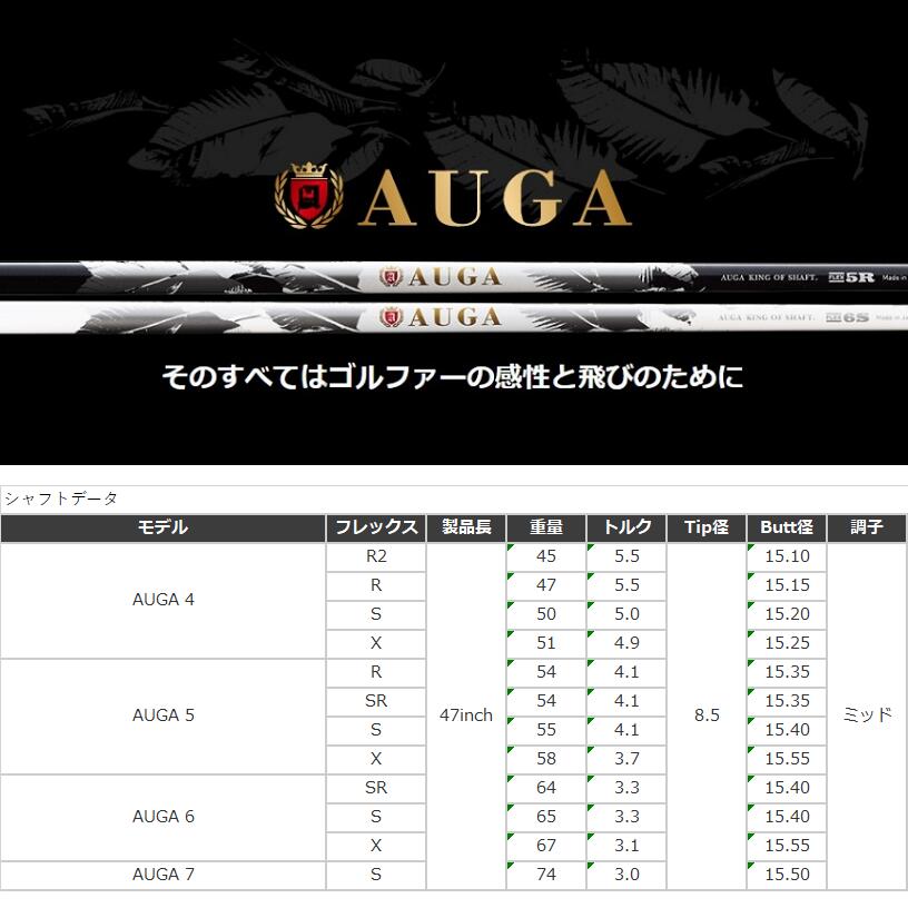 【カスタム】 PING スリーブ付シャフト AUGA オウガ USTマミヤ ドライバー用 フェアウェイウッド用 【当店組立】【グリップ付】【工賃込み】 2