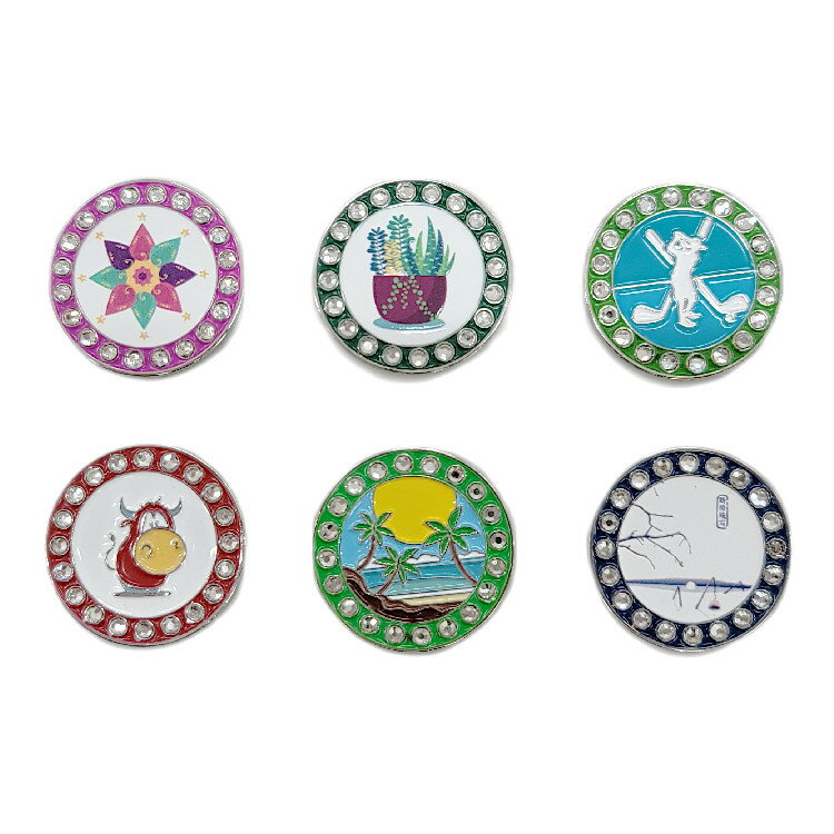 マグネットクリップ付き メタルグリーンマーカー コンペ 景品 かわいい おしゃれ キラキラ ビジュー ハットクリップ CBA019 【240円メール便対応商品】【ゴルフ】