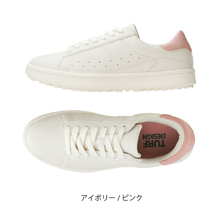 【レディース用】 朝日ゴルフ ターフデザイン TURFDESIGN スパイクレスシューズ アイボリー/ピンク Spikeless Shoes TDSH-2275L 【ゴルフ コンペ 賞品 景品】