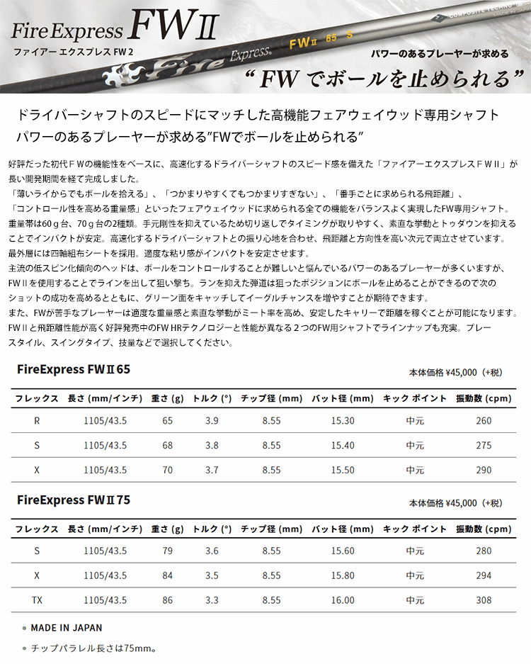【キャロウェイ ウッド用 互換 スリーブ付きシャフト】コンポジットテクノ ファイ...