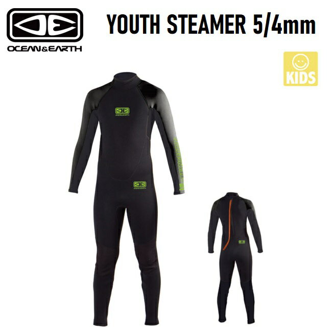 □商品詳細 ■モデル：YOUTH STEAMER 5/4mm フルスーツ ■小売希望価格：22,000円＋税 ※入荷時期によりロゴのデザイン等、仕様変更がされている場合があります。 -------------------------------- 【サイズ】 6歳用(身長124-132cm/体重20-27kg/胸囲64-69cm/腹囲53～58cm) 8歳用(身長132-140cm/体重27-34kg/胸囲66-71cm/腹囲55～61cm) 10歳用(身長140-147cm/体重34-41kg/胸囲71-76cm/腹囲61～66cm) 12歳用(身長147-155cm/体重41-48kg/胸囲74～79cm/腹囲63～68cm) 14歳用(身長155-163cm/体重48-54kg/胸囲79～84cm/腹囲68～73cm) -------------------------------- 子供用に開発されたフルスーツで最も例価格を実現したモデル。1年を通じて使用可能 ・高品質、耐久性のあるネオプレーン ・伸縮性の高い生地を腕と足に使用 ・補強構造の背面ジッパー ・サイズ色分けされたジッパープル -------------------------------- □在庫に関する注意 この商品は当店実店舗でも販売しております。 在庫数の更新は随時行っておりますが、お買い上げ ただいた商品が、品切れになってしまうこともございます。 その場合、お客様には必ず連絡をいたしますが、万が 一入荷予定がない場合は、キャンセルさせていただく 場合もございますことをあらかじめご了承ください。 □注意事項 ：撮影環境、PC環境等で画像の色が若干違うことがあります。 メーカー希望小売価格はメーカーカタログに基づいて掲載しています▼ その他関連商品！▼ こちらの画像から