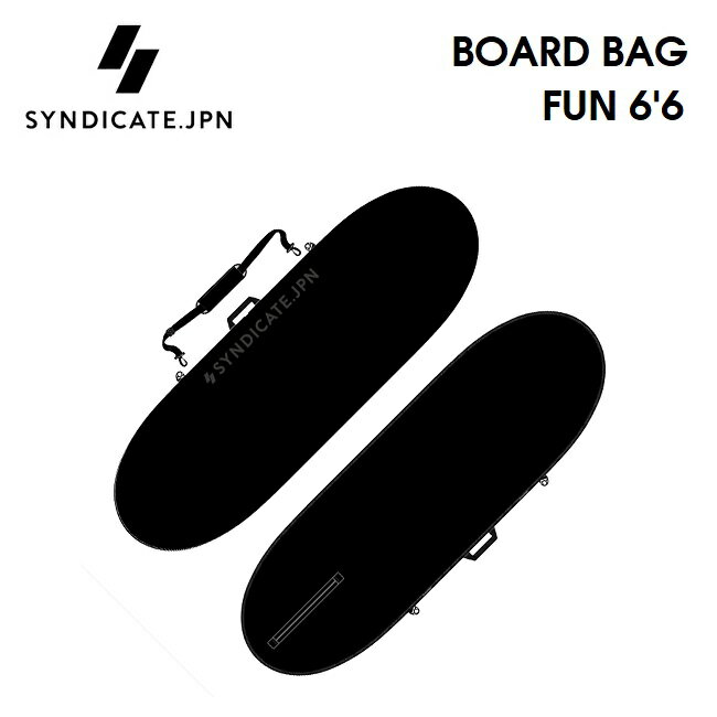 その他のSYNDICATEはこちらから □商品詳細 ■モデル：BOARD BAG FUN ■サイズ：6'6 ■小売希望価格：￥13,000 + 税 ※ロットによりロゴマークがWHTの場合がございます。 -------------------------------- ●SYBDICATE 世界に挑戦する日本の若きコンペティター達が、そのネットワークと経験を生かし、新しいエネルギーとパッションを反映させたデザインとクオリティーを注ぐ注目のブランド -------------------------------- □在庫に関する注意 この商品は当店実店舗でも販売しております。 在庫数の更新は随時行っておりますが、お買い上げいただいた商品が、品切れになってしまうこともございます。 その場合、お客様には必ず連絡をいたしますが、万が一入荷予定がない場合は、キャンセルさせていただく場合もございますことをあらかじめご了承ください。 □注意事項 ：撮影環境、PC環境等で画像の色が若干違うことがあります。 メーカー希望小売価格はメーカーカタログに基づいて掲載しています●SYBDICATE 世界に挑戦する日本の若きコンペティター達が、そのネットワークと経験を生かし、新しいエネルギーとパッションを反映させたデザインとクオリティーを注ぐ注目のブランド ▼ その他関連商品！▼ こちらの画像から