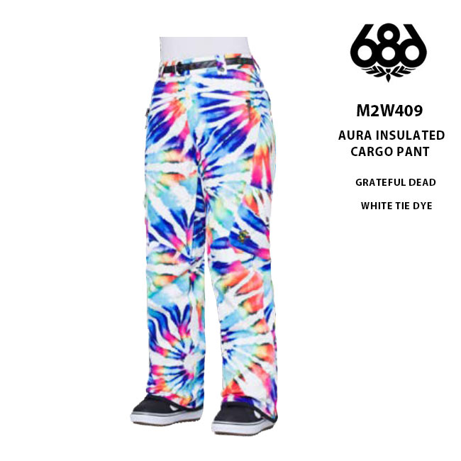 パンツ 686 SIX EIGHT SIX AURA INSULATED CARGO PANT /GRATEFUL DEAD WHITE TIE DYE 23-24 WOMENS レディース スノボ ウェア