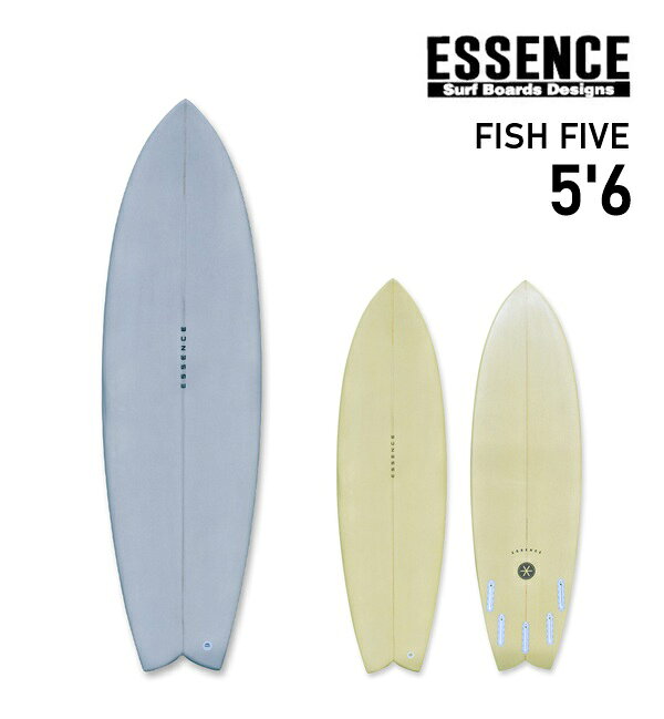 ESSENSE SURFBOARD □商品詳細 ■MODEL：ESSENCE FISH FIVE（フィッシュファイブ） ■サイズ ●5'6 167.6cm x 19 7/8 50.4cm x 2 9/16 6.5cm 30.8L ■JAPAN正規代理店商品。 -------------------------------- 【ESSENCE FISH FIVE BOARD EPS】 -FORM：EPS -TAIL：FISH -ボトムコンケーブ：シングル - ダブル - VEE -FIN：FIVE PLUGS（FUTURE QUAD / TRI） -付属フィン：FUTURE FIN 付き(5枚) ＊エイジング加工されたようなヴィンテージカラー仕上げのため、一点ごとにカラーの濃淡が異なります。 ＊サイズ表記はあくまで参考値になります。仕上がりによってサイズが微妙に変わります。 日本の小波でも簡単にアクションができるフィッシュシリーズ。 フィンボックスが5つあり、「スラスター・クワッド・ツイン＋1」など、フィン設定をお好みに変更することができるのも嬉しいモデル。 ・テイクオフが鬼速い ・レールを入れた時のスピードがハンパない ・ターンの反応がショートボード並み など、驚きの声をたくさんいただいています。 ▼商品の特徴 ・日本の小波や厚い波で抜群のテイクオフ性能。 ・EPSフォーム採用で軽量かつ高い浮力を実現。 ・スピード性能に優れ、力のない波でもしっかり加速。 ・FUTURE FIVE PLUGS採用でスラスター・クワッド・ツイン＋1など幅広いセッティングが可能。 ・ボトムはSingle → Double → VEEコンケーブでスムーズなレールワーク。 ・初心者のステップアップから中・上級者のセカンドボードまで幅広く対応。 ・付属フィン付きなので購入後すぐにライディング可能。 ・日本の波質に合わせて開発されたオールラウンドフィッシュモデル。 ▼こんな人におすすめ ・テイクオフをもっと速くしたい方。 ・小波でもたくさん波に乗りたい方。 ・ショートボードに挑戦したい初心者。 ・ロングボードから短いボードへ乗り換えたい方。 ・EPSボードの軽さと反応の良さを体感したい方。 ・1本で様々なフィンセッティングを楽しみたい方。 ・セカンドボードとして遊び心のある1本を探している方。 ・湘南・千葉・静岡など日本のビーチブレイクをメインにサーフィンする方。 ▼関連キーワード ESSENCE SURFBOARDS ESSENCE FISH FIVE エッセンス サーフボード フィッシュボード EPSサーフボード EPS FUTURE FUTURES FUTURE FIN 5PLUG FIVE PLUGS クワッド スラスター ツイン フィッシュテール 小波用 ショートボード サーフィン 初心者 中級者 サーフボード フィン付き -------------------------------- 【発送方法】 -宅配便 ※送料無料記載商品であっても沖縄・離島は別途運賃が必要です。 -複数ご注文いただいた場合、送料は個数分必要になります。 (自動で計算されませんので再度ご連絡させて頂きます。) 【発送に関する注意事項】 こちらの商品はメーカー倉庫より出荷します。 ●商品の受け取り方法 (1)セイノースーパーエクスプレス営業所止め ※西濃運輸の営業所とは異なります。 (2)事業所（お勤め先等）への配送。※個人宅への配送は不可。 (1)の場合 「お届け先」にお客様の住所（住所の最後に営業所名）・氏名を記載。 ※営業所の記載がない場合はエリア担当営業所止めになります。 ※発送の際にお送りするメールに記載しておりますお問い合わせ番号にて到着をご確認下さい。 (2)の場合 「お届け先」にご指定の住所・事業所名をご記載下さい。 ※平日9時〜18時に受け取りが可能な事業所に限ります。 （時間指定不可。土日祝・大型連休時の配送はありません。） ●お支払い方法：代引き不可。 ●お届け明細・領収書が必要な場合は郵便にて別送させて頂きます。 -------------------------------- □在庫に関する注意 この商品はお取り寄せ商品につきメーカー倉庫より発送いたします。 在庫数の更新は随時行っておりますが、お買い上げいただいた商品が、品切れになってしまうこともございます。 その場合、お客様には必ず連絡をいたしますが、万が一入荷予定がない場合は、キャンセルさせていただく場合もございますことをあらかじめご了承ください。 □注意事項 ：撮影環境、PC環境等で画像の色が若干違うことがあります。 メーカー希望小売価格はメーカーカタログに基づいて掲載しています 関連商品サーフボード ESSENCE SURFBOARD ESSENCE FI...サーフボード ESSENCE SURFBOARD ESSENCE FI...サーフボード ESSENCE SURFBOARDS ESSENCE F...84,700円86,900円84,700円サーフボード ESSENCE SURFBOARD FISH FIVE ...サーフボード ESSENCE SURFBOARD FISH FIVE ...サーフボード ESSENCE SURFBOARD FISH FIVE ...105,600円104,500円110,000円ソフトボード OCEAN&EARTH THE GENERAL EPOX...ソフトボード OCEAN&EARTH THE GENERAL EPOX...ソフトボード OCEAN&EARTH THE GENERAL EPOX...86,900円90,200円88,000円ソフトボード OCEAN&EARTH THE GENERAL EPOX...エポキシ ソフトボード OCEAN&EARTH HAPPY HOUR ...サーフボード ESSENCE SURFBOARD FISH FIVE ...88,000円84,700円111,100円ESSENSE SURFBOARD □商品詳細 ■MODEL：ESSENCE FISH FIVE（フィッシュファイブ） ■サイズ ●5'6 167.6cm x 19 7/8 50.4cm x 2 9/16 6.5cm 30.8L ■JAPAN正規代理店商品。 -------------------------------- 【ESSENCE FISH FIVE BOARD EPS】 -FORM：EPS -TAIL：FISH -ボトムコンケーブ：シングル - ダブル - VEE -FIN：FIVE PLUGS（FUTURE QUAD / TRI） -付属フィン：FUTURE FIN 付き(5枚) ＊エイジング加工されたようなヴィンテージカラー仕上げのため、一点ごとにカラーの濃淡が異なります。 ＊サイズ表記はあくまで参考値になります。仕上がりによってサイズが微妙に変わります。 日本の小波でも簡単にアクションができるフィッシュシリーズ。 フィンボックスが5つあり、「スラスター・クワッド・ツイン＋1」など、フィン設定をお好みに変更することができるのも嬉しいモデル。 ・テイクオフが鬼速い ・レールを入れた時のスピードがハンパない ・ターンの反応がショートボード並み など、驚きの声をたくさんいただいています。 ▼商品の特徴 ・日本の小波や厚い波で抜群のテイクオフ性能。 ・EPSフォーム採用で軽量かつ高い浮力を実現。 ・スピード性能に優れ、力のない波でもしっかり加速。 ・FUTURE FIVE PLUGS採用でスラスター・クワッド・ツイン＋1など幅広いセッティングが可能。 ・ボトムはSingle → Double → VEEコンケーブでスムーズなレールワーク。 ・初心者のステップアップから中・上級者のセカンドボードまで幅広く対応。 ・付属フィン付きなので購入後すぐにライディング可能。 ・日本の波質に合わせて開発されたオールラウンドフィッシュモデル。 ▼こんな人におすすめ ・テイクオフをもっと速くしたい方。 ・小波でもたくさん波に乗りたい方。 ・ショートボードに挑戦したい初心者。 ・ロングボードから短いボードへ乗り換えたい方。 ・EPSボードの軽さと反応の良さを体感したい方。 ・1本で様々なフィンセッティングを楽しみたい方。 ・セカンドボードとして遊び心のある1本を探している方。 ・湘南・千葉・静岡など日本のビーチブレイクをメインにサーフィンする方。 ▼関連キーワード ESSENCE SURFBOARDS ESSENCE FISH FIVE エッセンス サーフボード フィッシュボード EPSサーフボード EPS FUTURE FUTURES FUTURE FIN 5PLUG FIVE PLUGS クワッド スラスター ツイン フィッシュテール 小波用 ショートボード サーフィン 初心者 中級者 サーフボード フィン付き --------------------------------