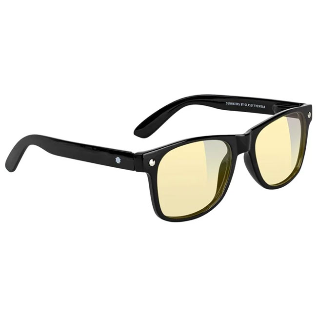 ゲーミンググラス Glassy グラッシー LEONARD Black/Yellow Lens Gaming Glasses レオナルド PC眼鏡