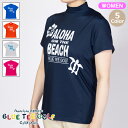 【土日祝も発送】ブルーティーゴルフ レディース Aloha on the Beach 半袖モックネックシャツ AWT004