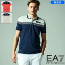 EMPORIO ARMANI マラソンP5倍【4/24(水)20:00-25(木)23:59】EA7/イーエーセブン GOLF PRO M POLO PA ST ゴルフ パネルボーダー ストレッチ 半袖 ポロシャツ PJMYZ-3RPF06