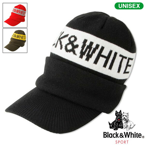 ブラック＆ホワイト ユニセックス WHITE LINE パネルロゴキャップ BUF8512W